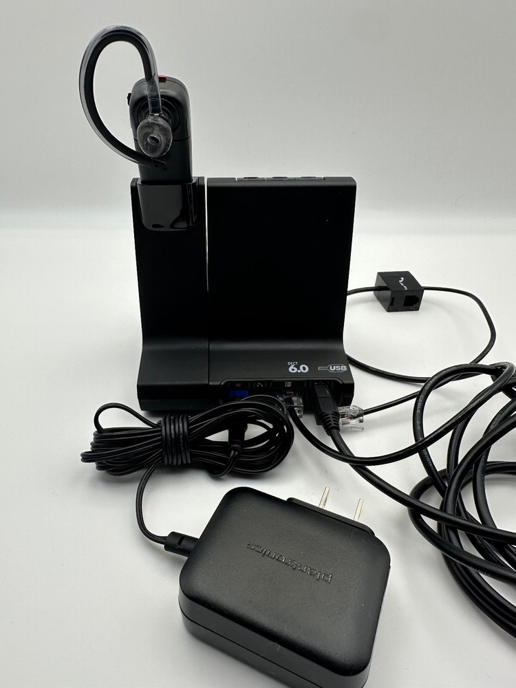 Plantronics POLY W8200B Wireless Headset & Charging base DECT + Adapters
