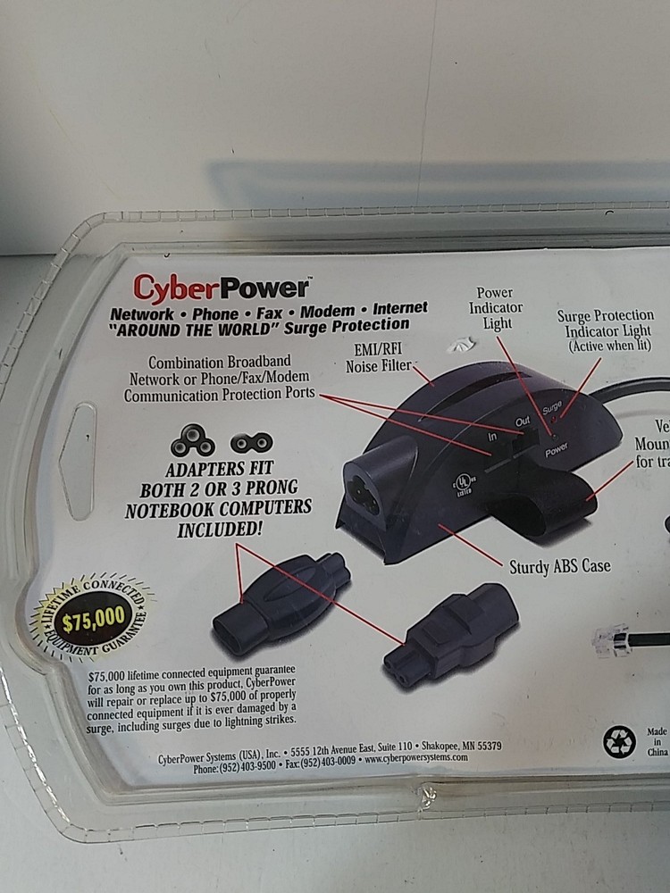 CyberPower Notebook Surge Protector 500 Joules - CPS500NBP