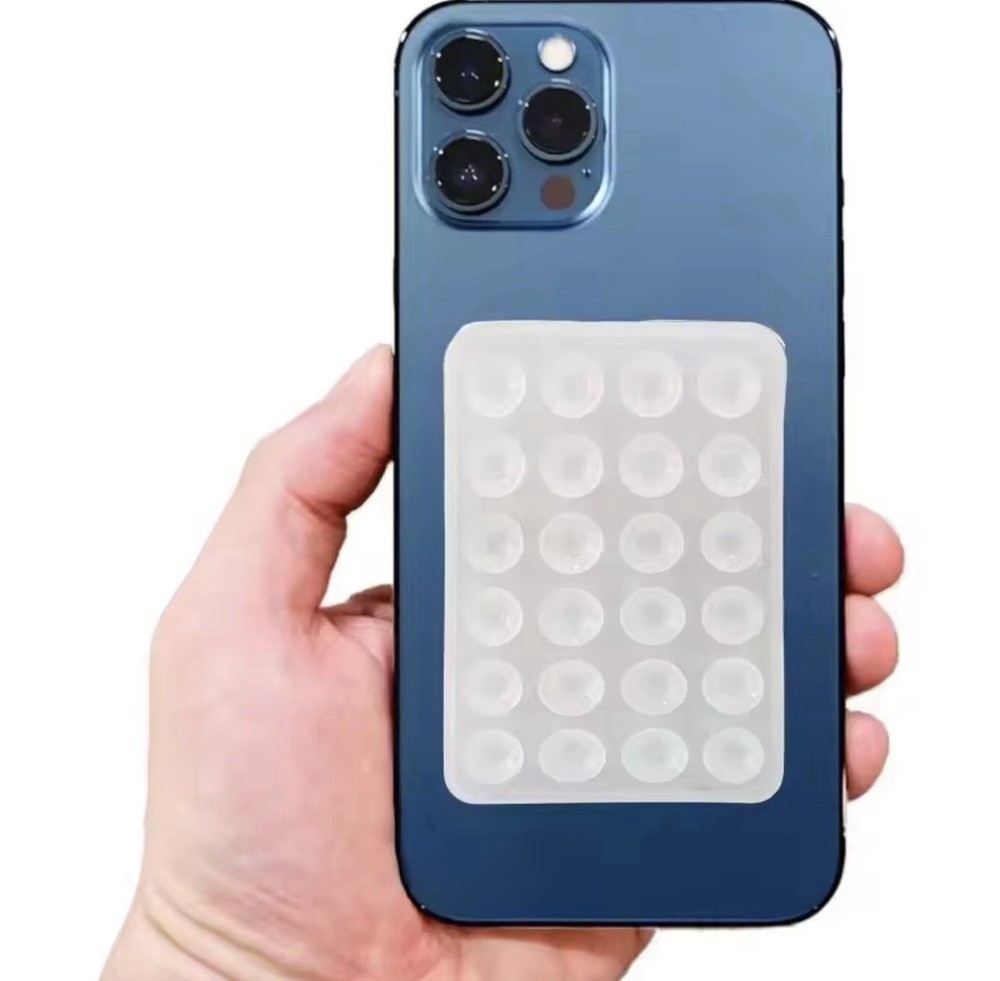 (2pack) Black Multifunctional Mobile Phone Silicone Suction Cup 24 Square.