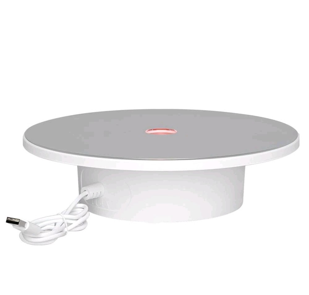 Rotating Display Stand 360° Turntable with RGB Gradient Lighting, Mirrored S...