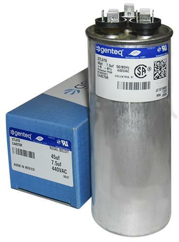 Genteq Replacement for Trane Capacitor 45/7.5 uf MFD 440 Round - volt CPT00669