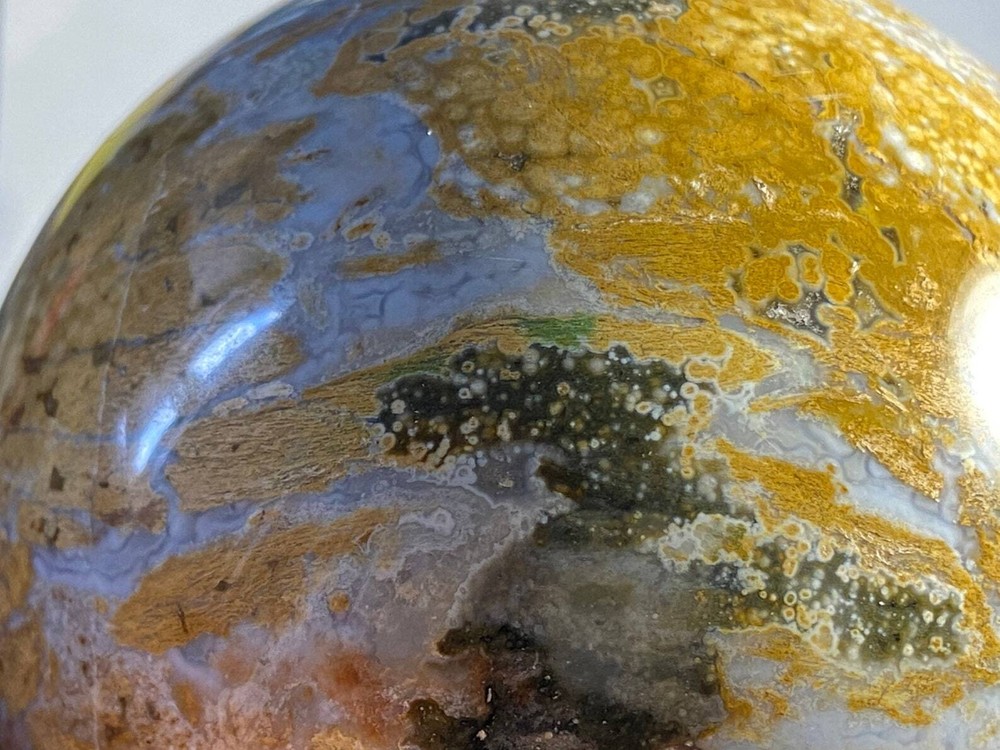 3.4" 86mm - 856gms "Exceptional Pattern"~OCEAN JASPER Sphere E1364