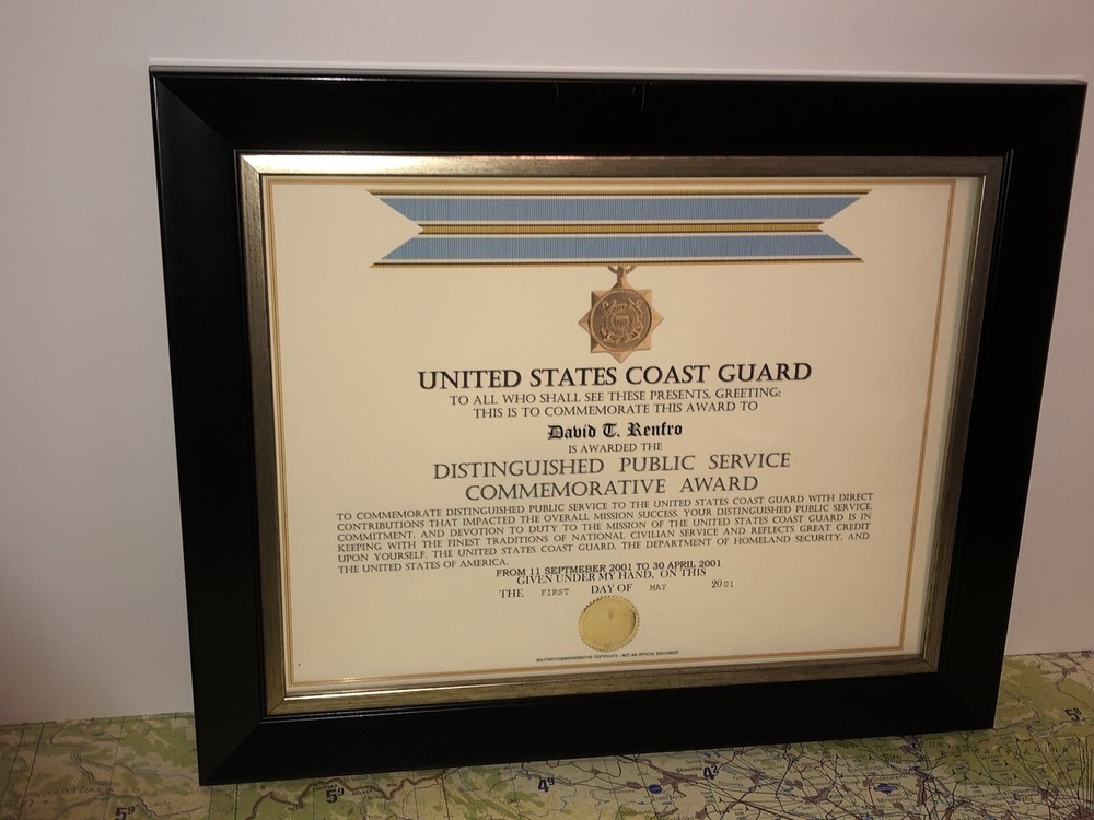 USCG DISTINGUISHED PUBLIC SERVICE COMMEMORATIVE AWARD CERTIFICATE Type-1