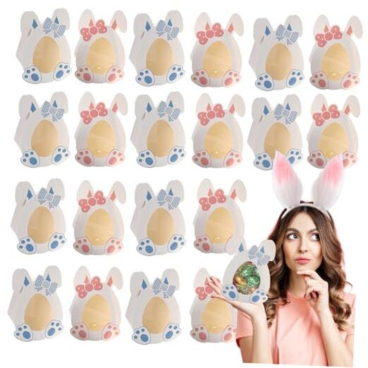 20 Pcs Easter Eggs Candy Treat Boxes Bunny Storage Holder Containers with