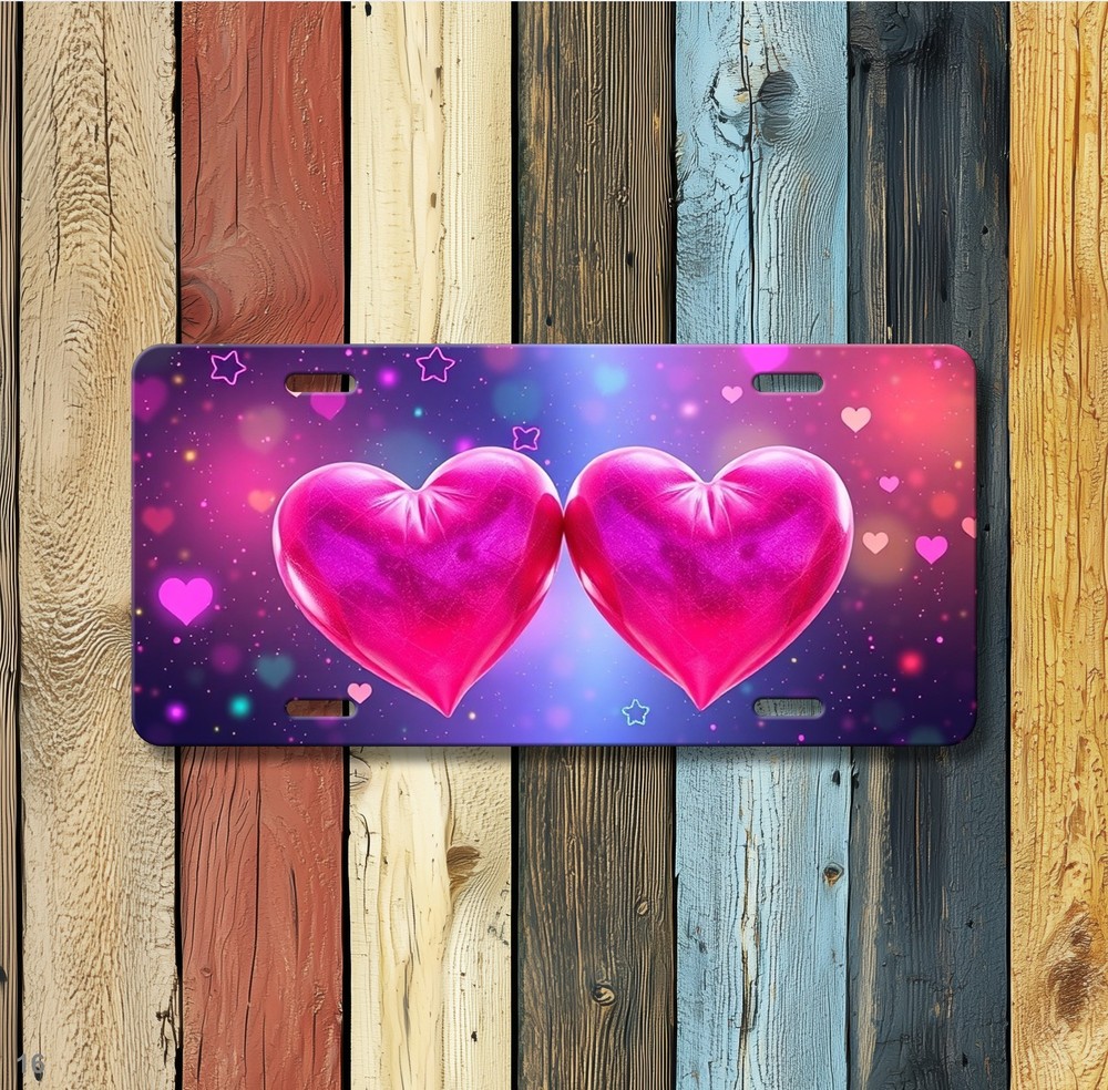 Stylish Hearts License Plate Customizable Front Plate Gift Idea