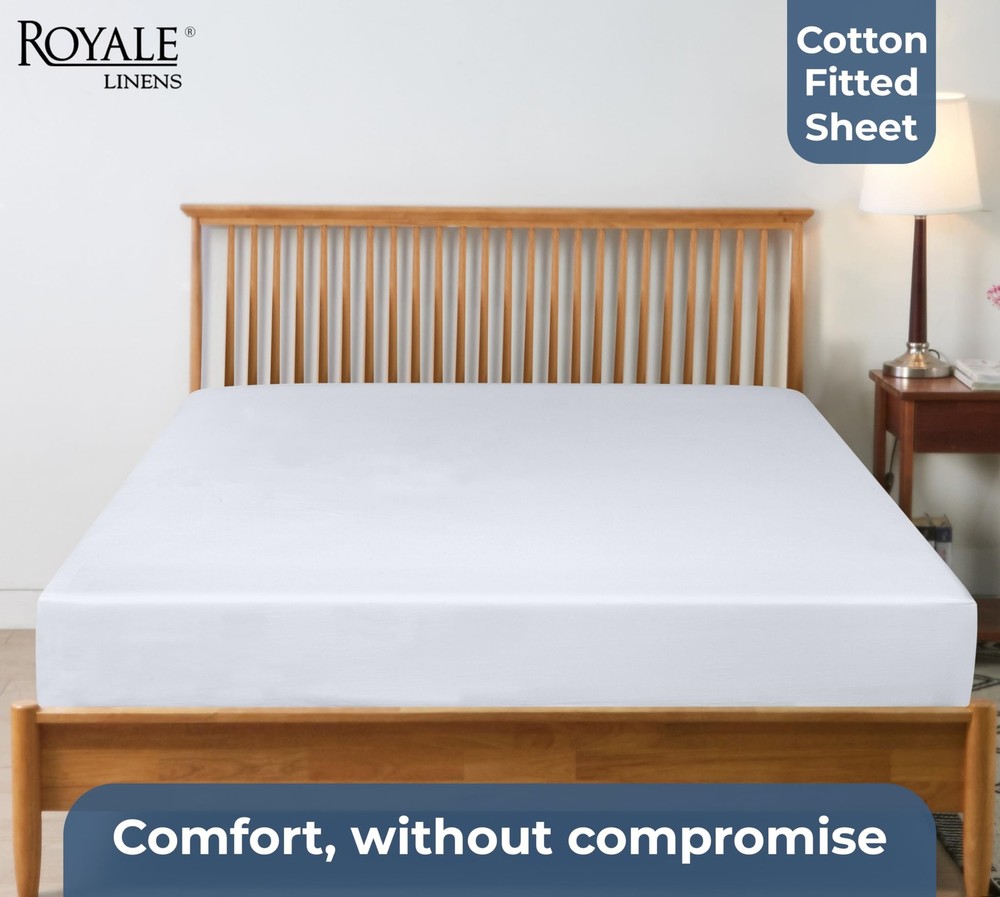 100% Organic Cotton Fitted Sheet - Percale Weave - Super Soft Deep Pocket Bot...