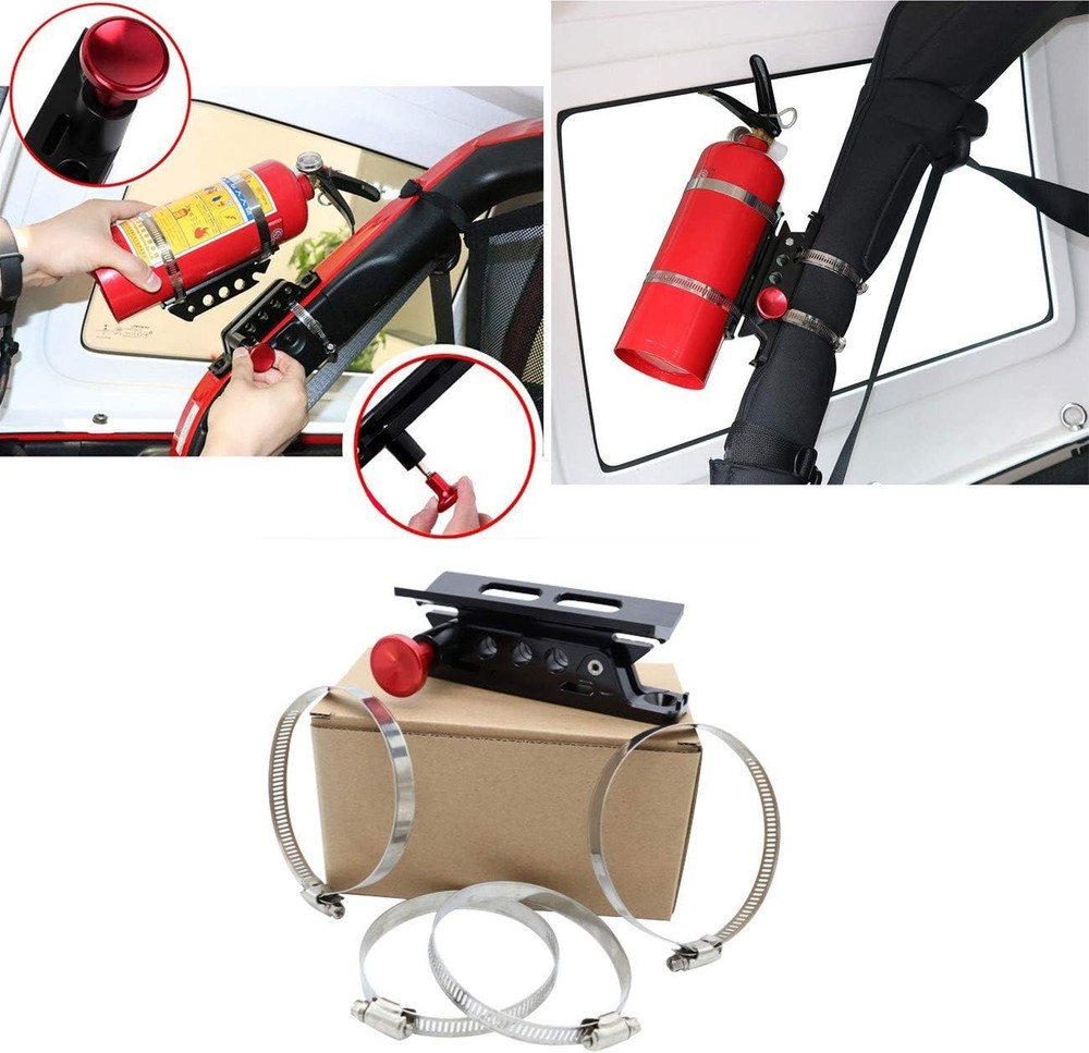 Quick Release Adjustable Aluminum Roll Bar Fire Extinguisher Holder Mount Com...