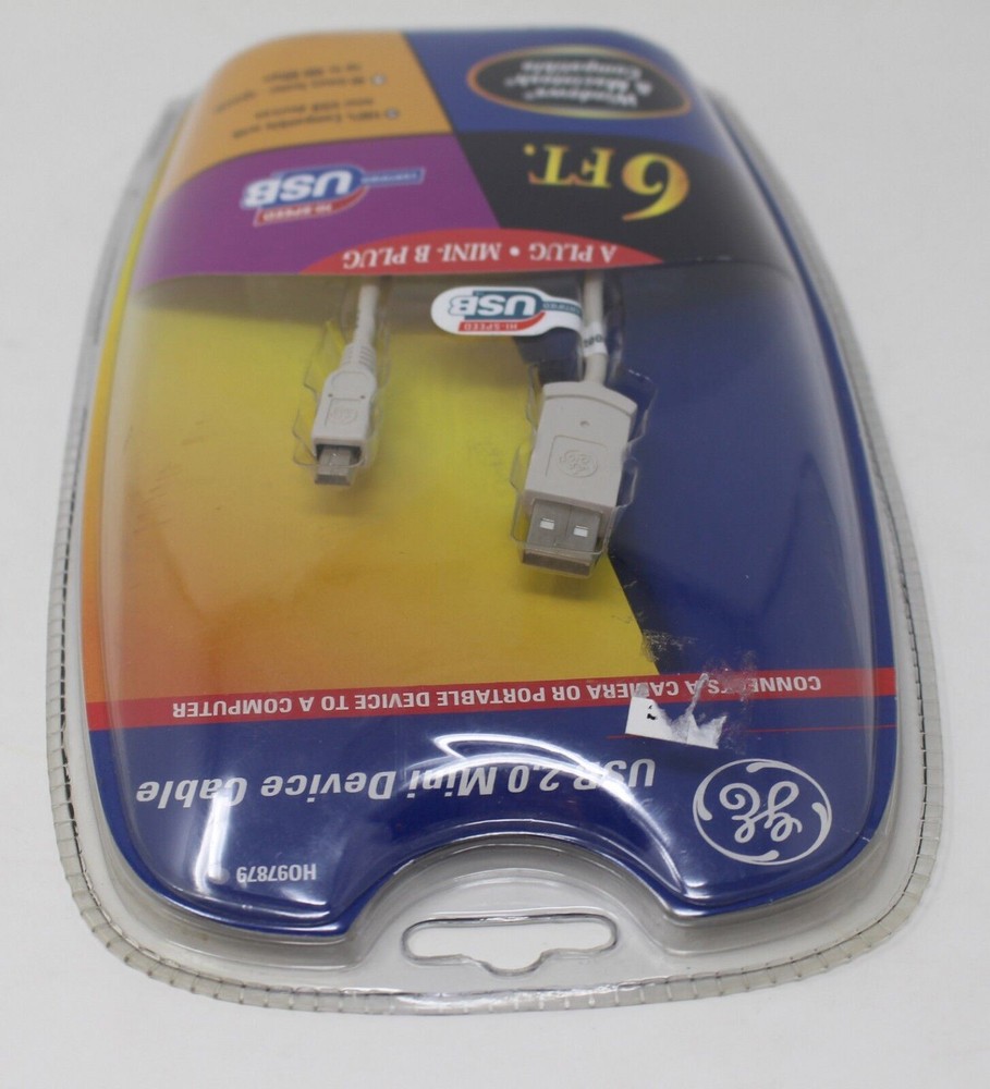 GE USB 2.0 Mini Device Cable 6FT. A Plug - Mini-B Plug