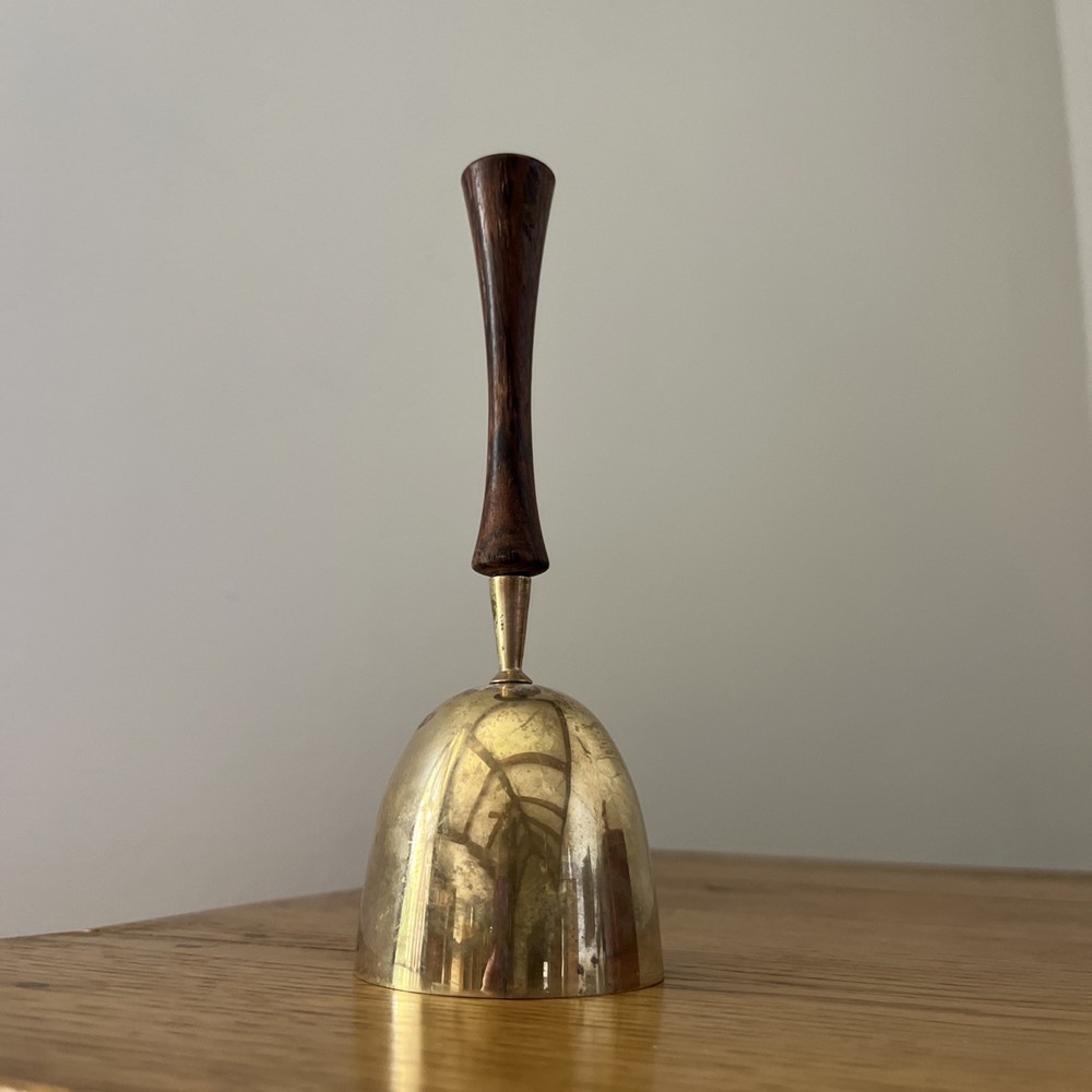 Vintage Brass Bell W/ Wood Handle