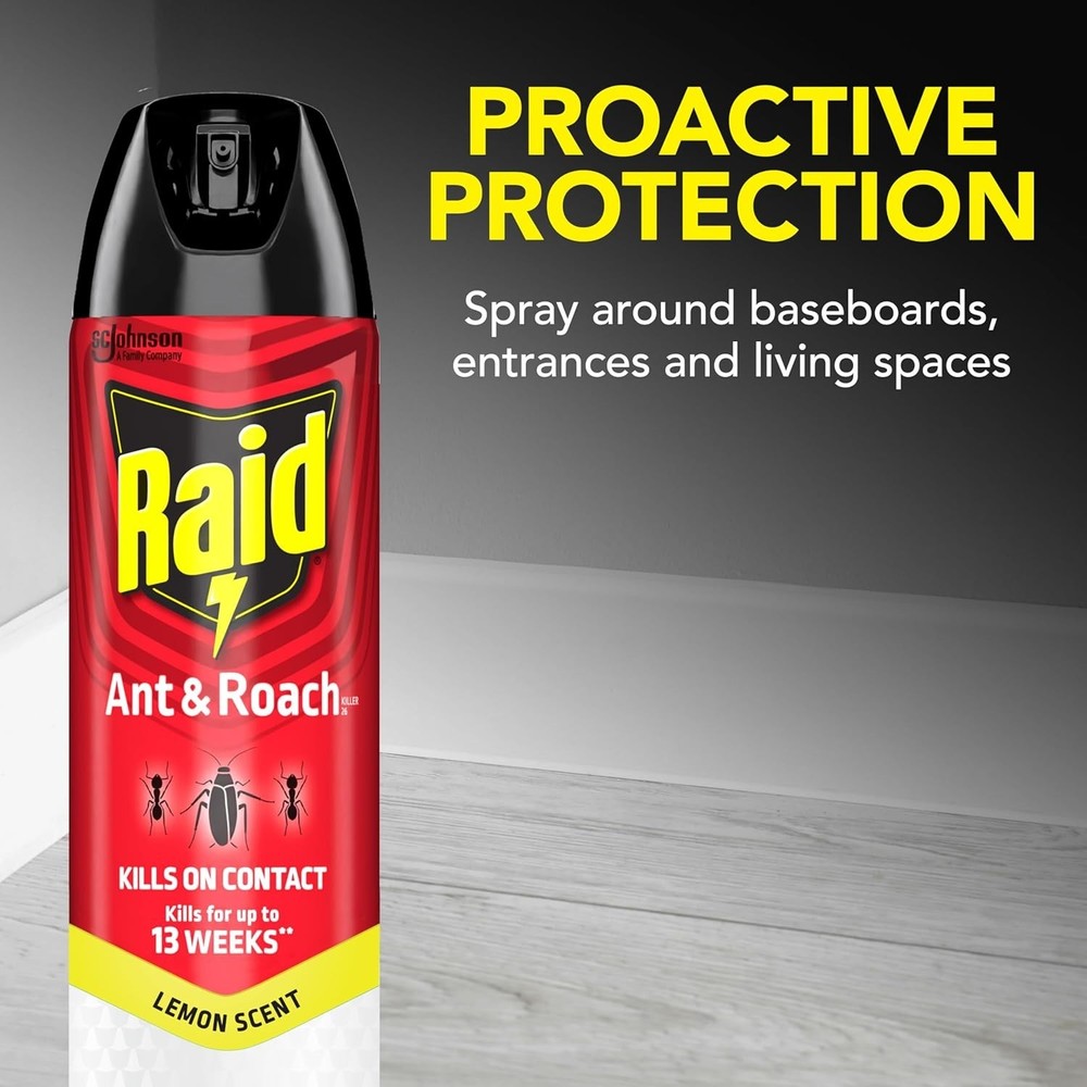Raid Ant & Roach Killer Spray For Listed Bugs, Keeps Killing for Weeks