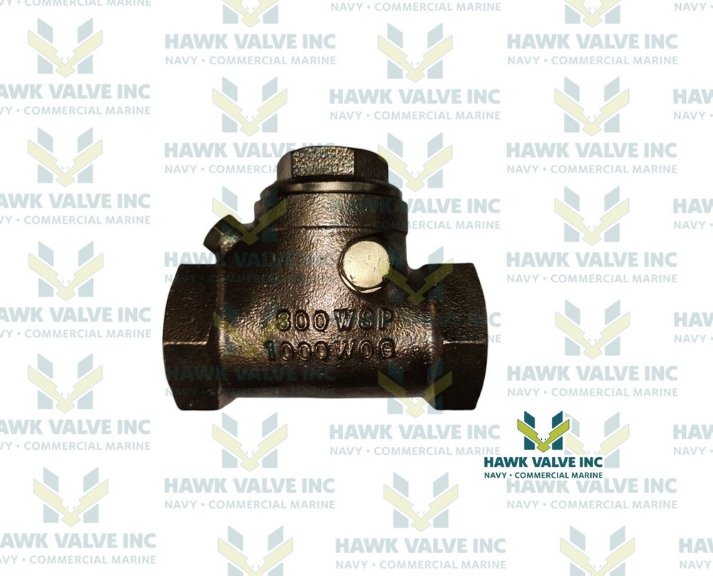 1" BRONZE 300 WSP 1000 WOG THREADED T-PATTERN SWING CHECK VALVE - JENKINS 962A