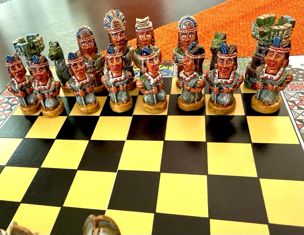 Chest Set Inca Warriors & Spaniards Hand-painted Ceramic