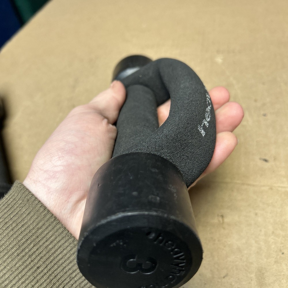 Pair Black Heavy Hand Weights 3 lbs Each 6 lbs Total