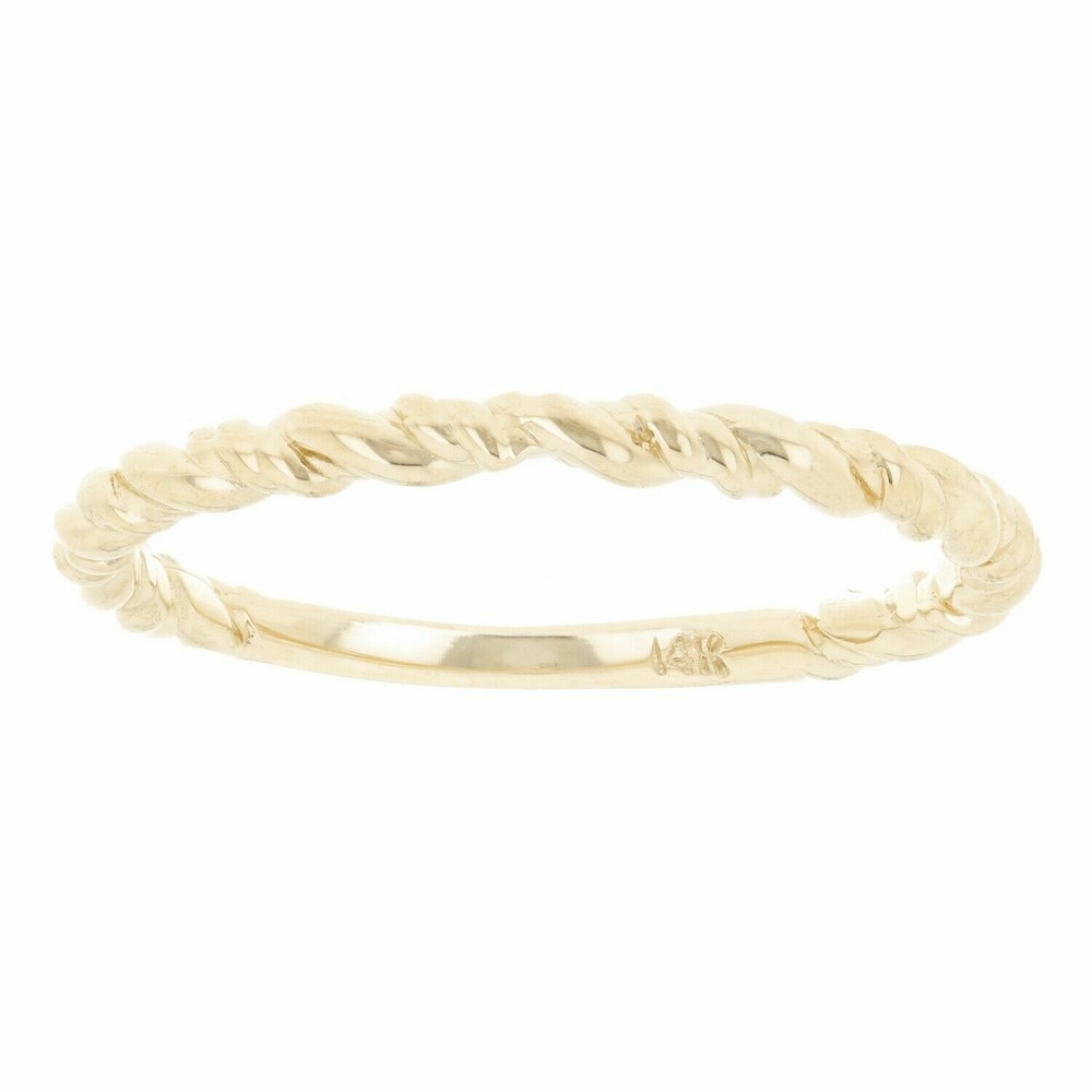 14k Yellow Gold Twisted Rope Stackable Ring Size 6.75 - 1.6 grams 2mm