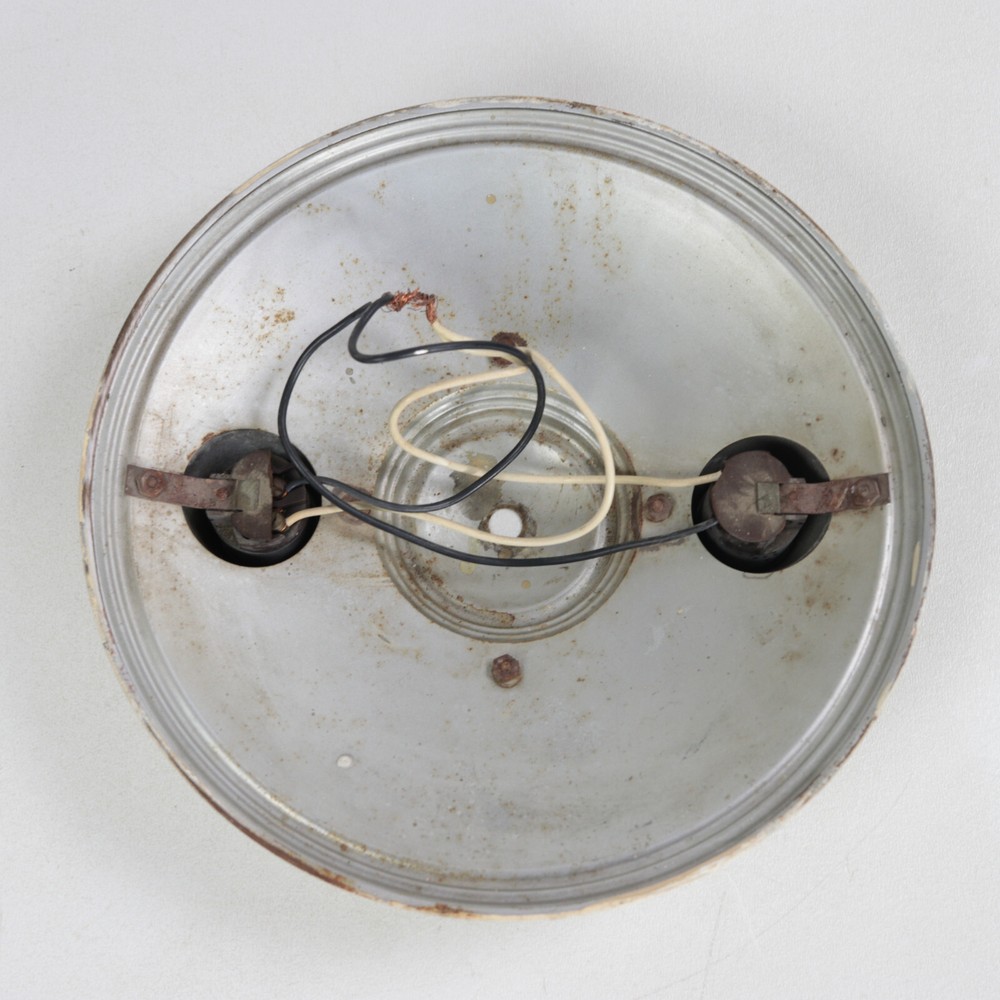 Vintage Art Deco 2-Light 10" Diameter Iron Flush Mount
