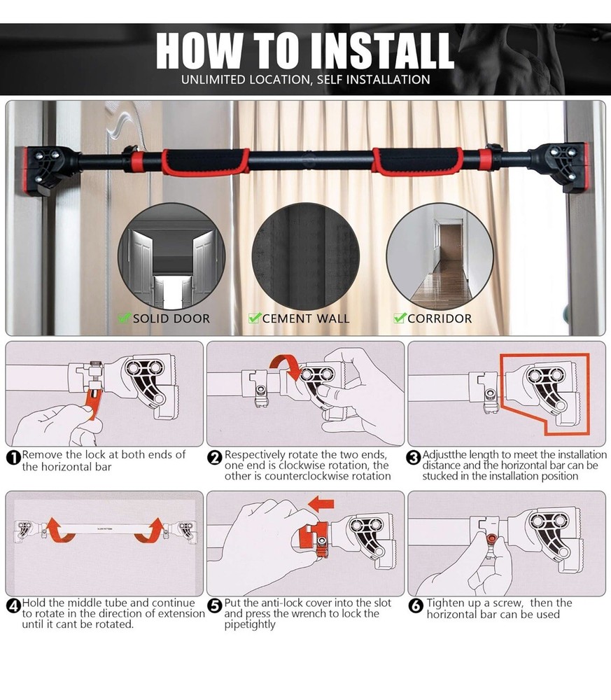 LaForie Adjustable Pull Up Bar For Doorway