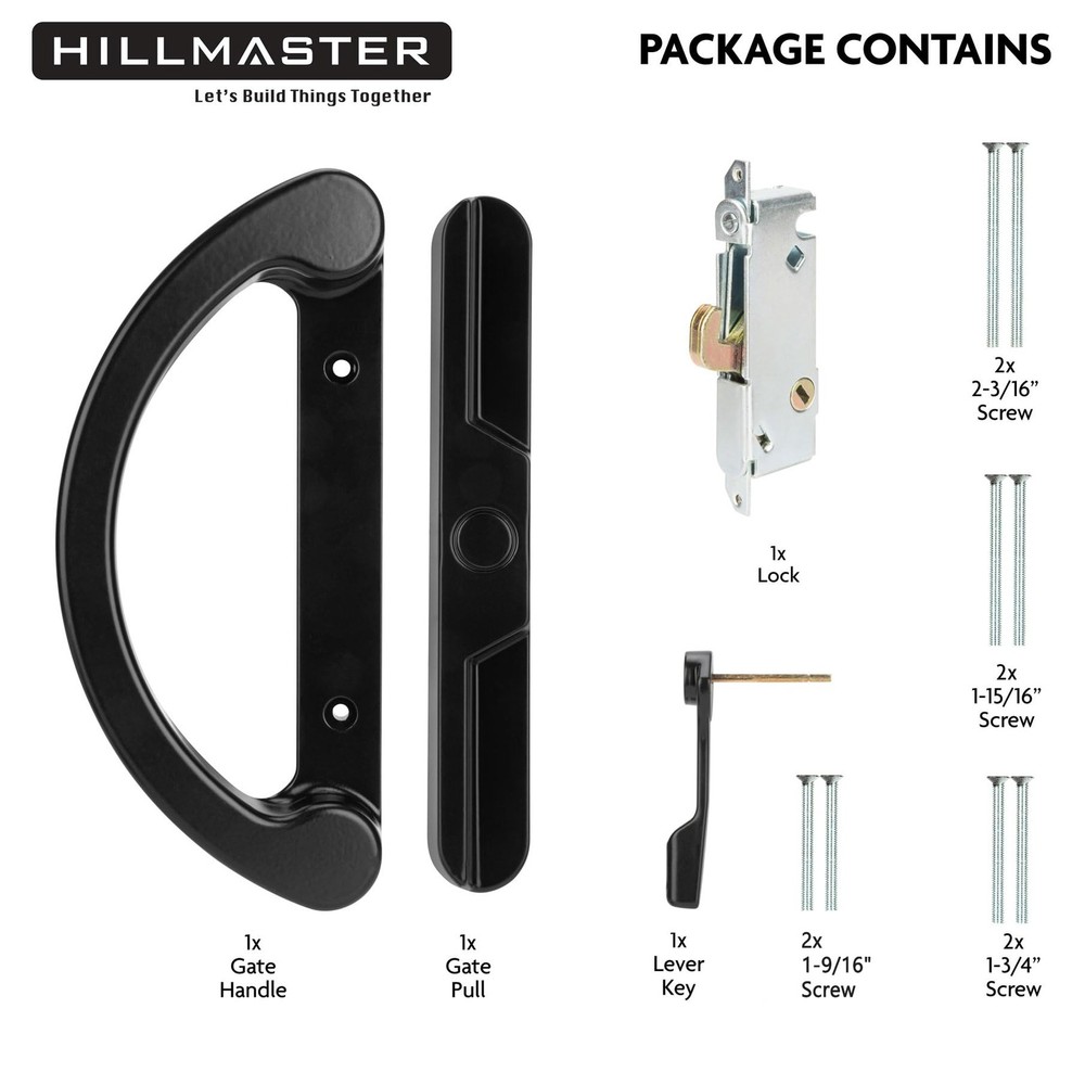 HILLMASTER Patio Door Handle Set with + Mortise Lock, Black