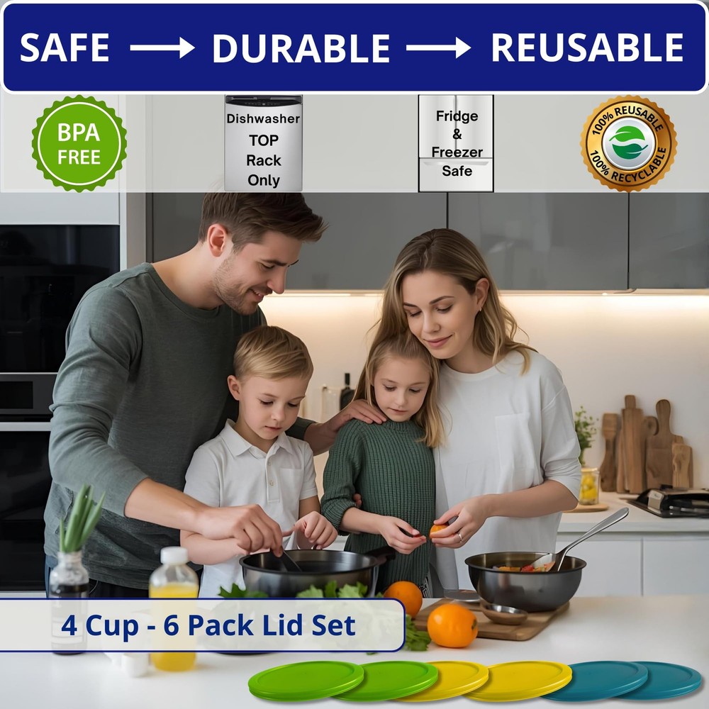 KlareWare Replacement Lids for - 4 Cup Storage Bowl Covers BPA Free Plastic