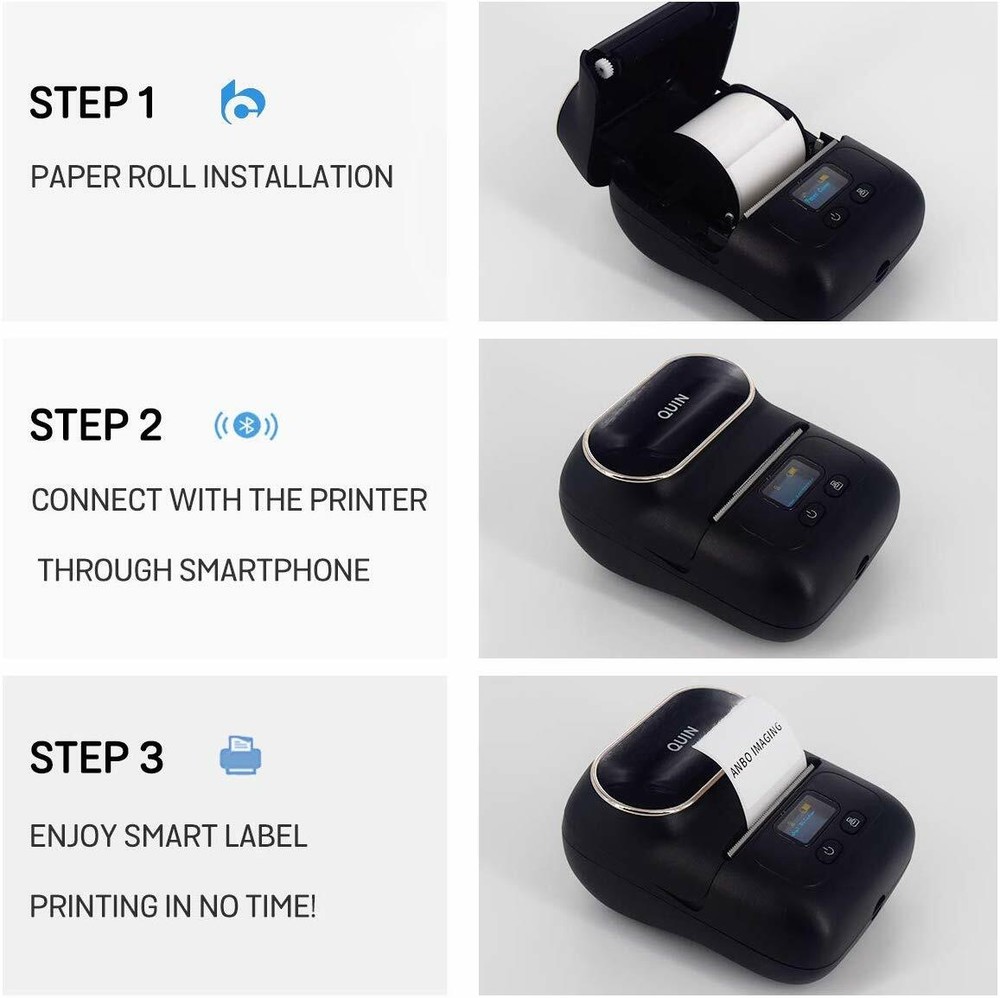 phomemo M110 Label Maker Machine Portable Bluetooth Thermal Printer with 1 Label