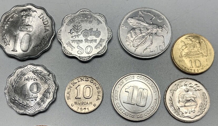 Assorted World Coins -- 11 Different Currency Lot -- Choice Uncirculated