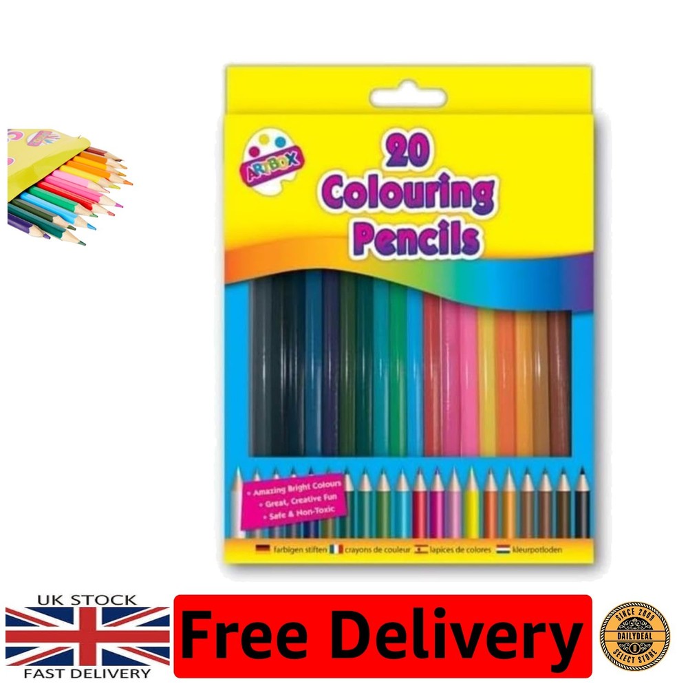 20 Assorted Color Full-Length Pencils with Chisel Tips for Creative Expression