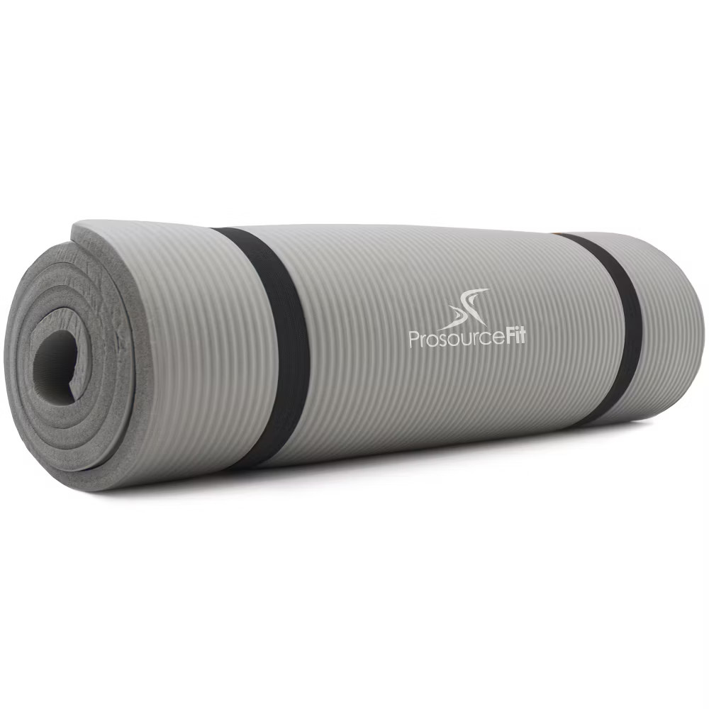 ProsourceFit Extra Thick Yoga and Pilates Mat 1/2-in, Grey