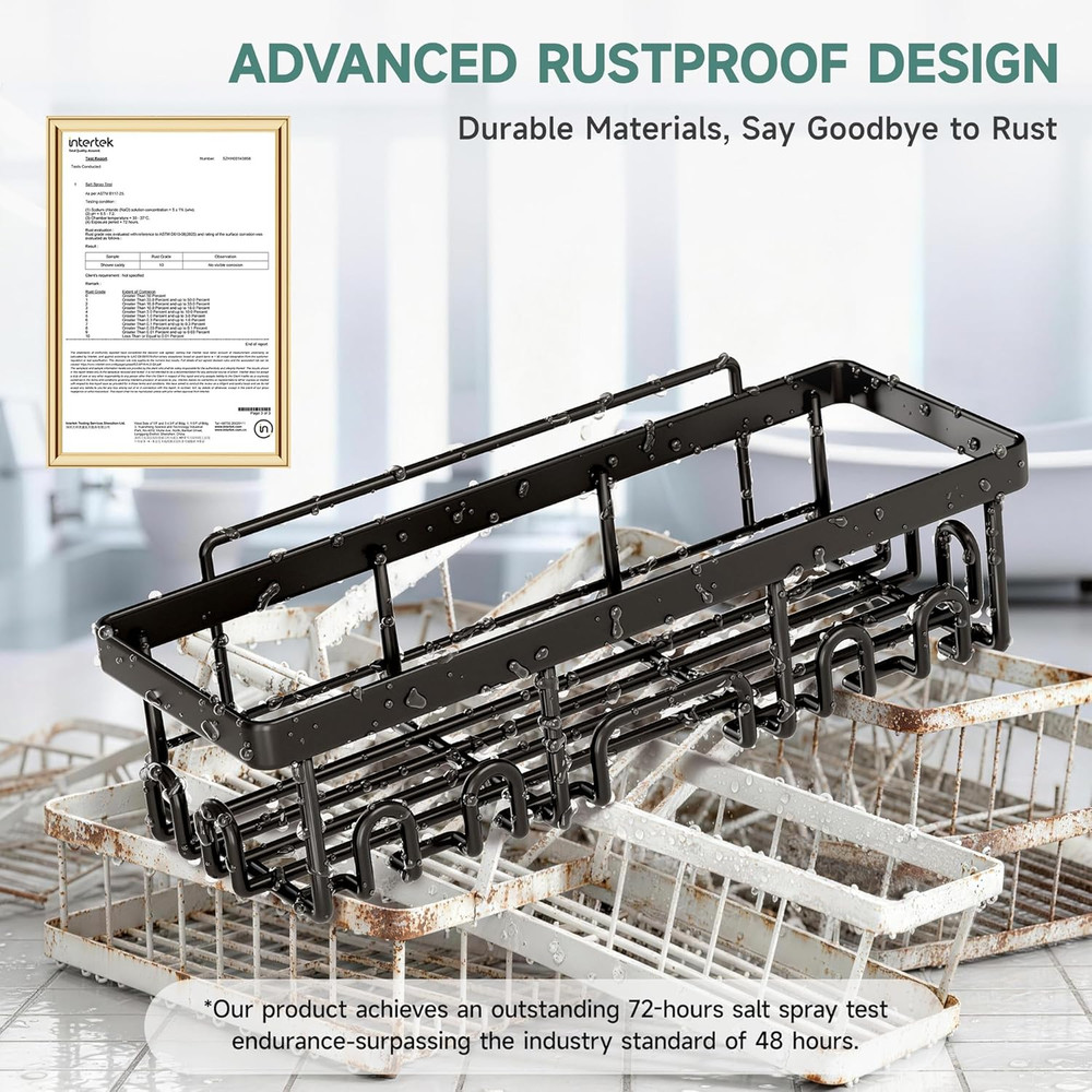 Shower Caddy 6-Pack, Advanced Rustproof Design, No Drilling Adhesive Shelves, Ra