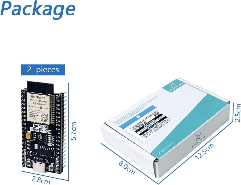 ESP32-WROOM Board (2 Pack), Dual-core 32-bit 240 MHz Microcontroller, Onboard...