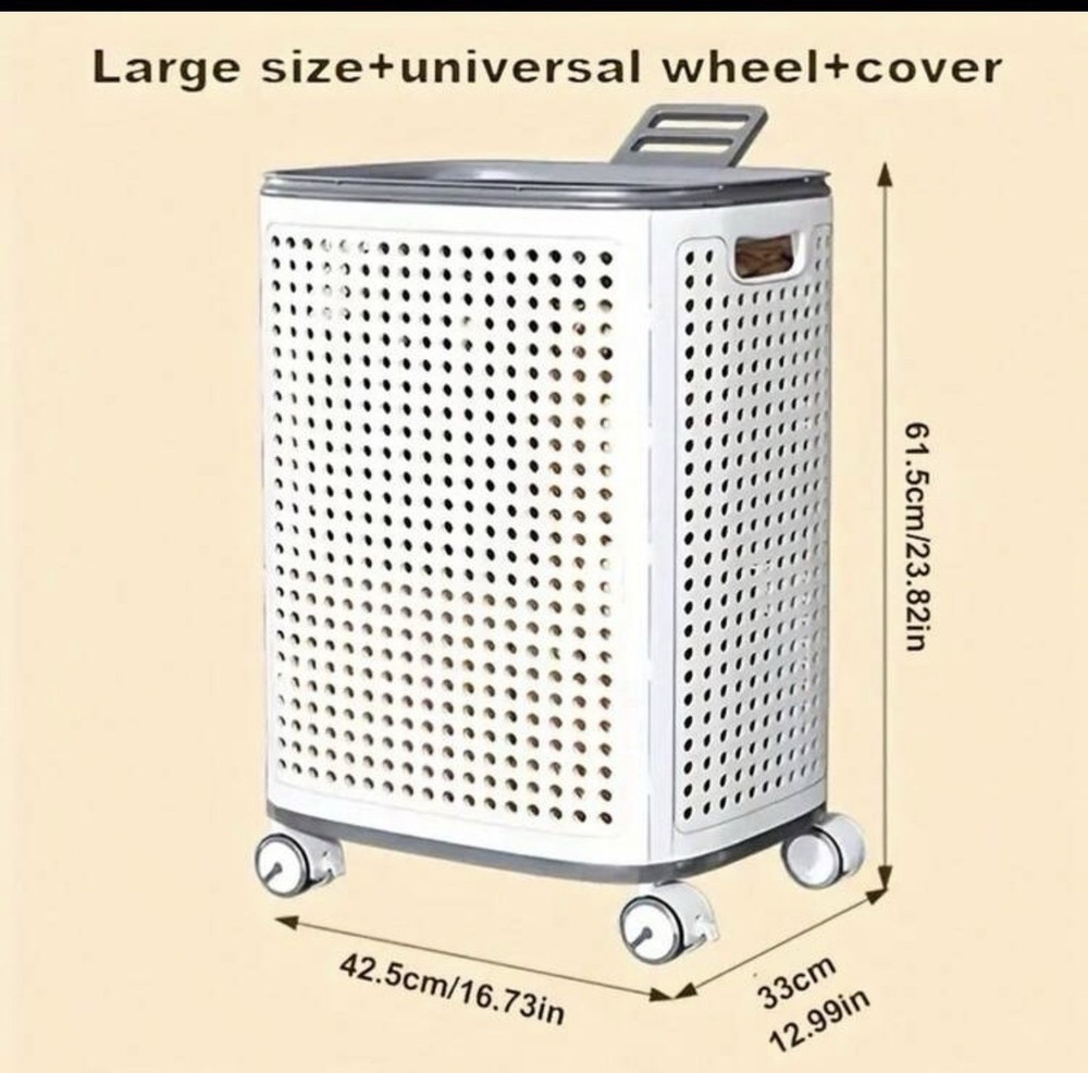 Large Foldable Wheeled Laundry Basket