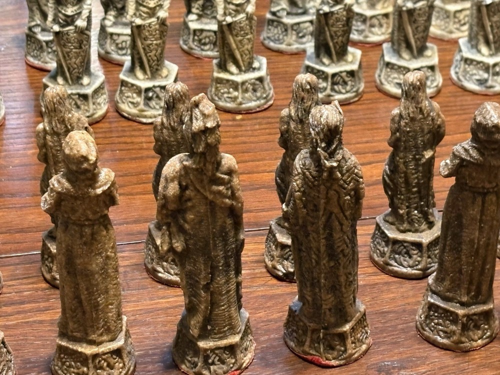 Vintage Aztec Mayan Chess Pieces .