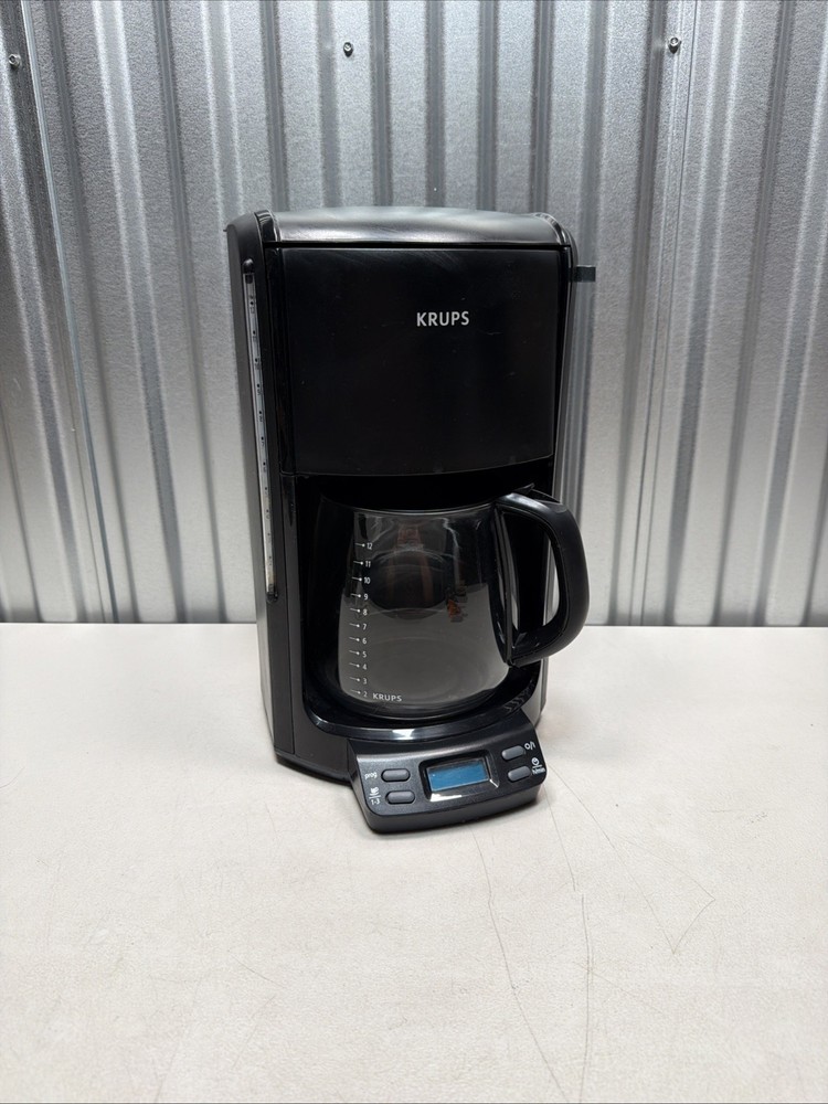 Krups FME2 Programable Automatic Drip 12 Cup Coffee Maker With Carafe Black