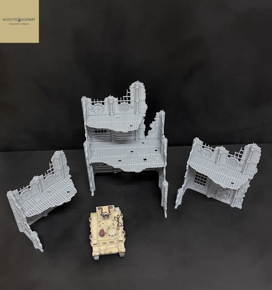 Grimdark Terrain 3 Ruin Bundle Easy-Build compatible with Warhammer 40k
