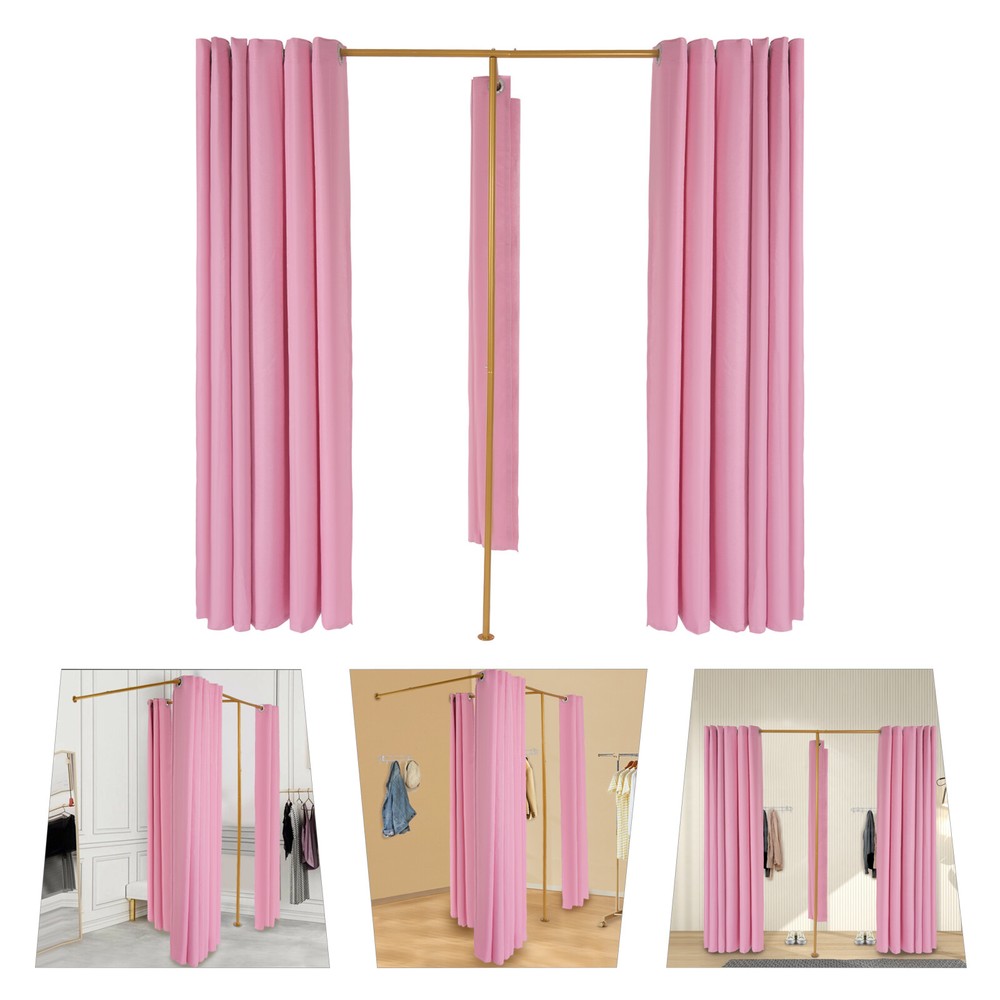 Mobile Fitting Room Portable Dressing Room Frame With Curtain & Hook Double Room