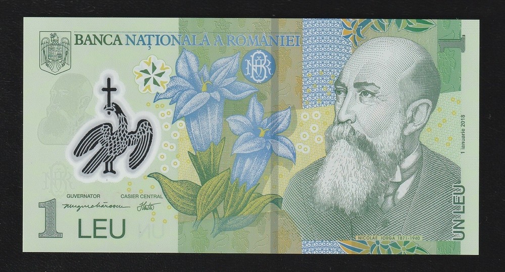 🇷🇴 Romania 1 Leu 2018 , P 117 Polymer UNC * BANKNOTE