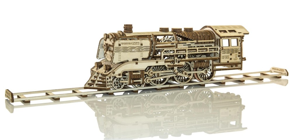 Express Train With Rails - 3D Mechanical, Engineering Self-Assembled Puzzle