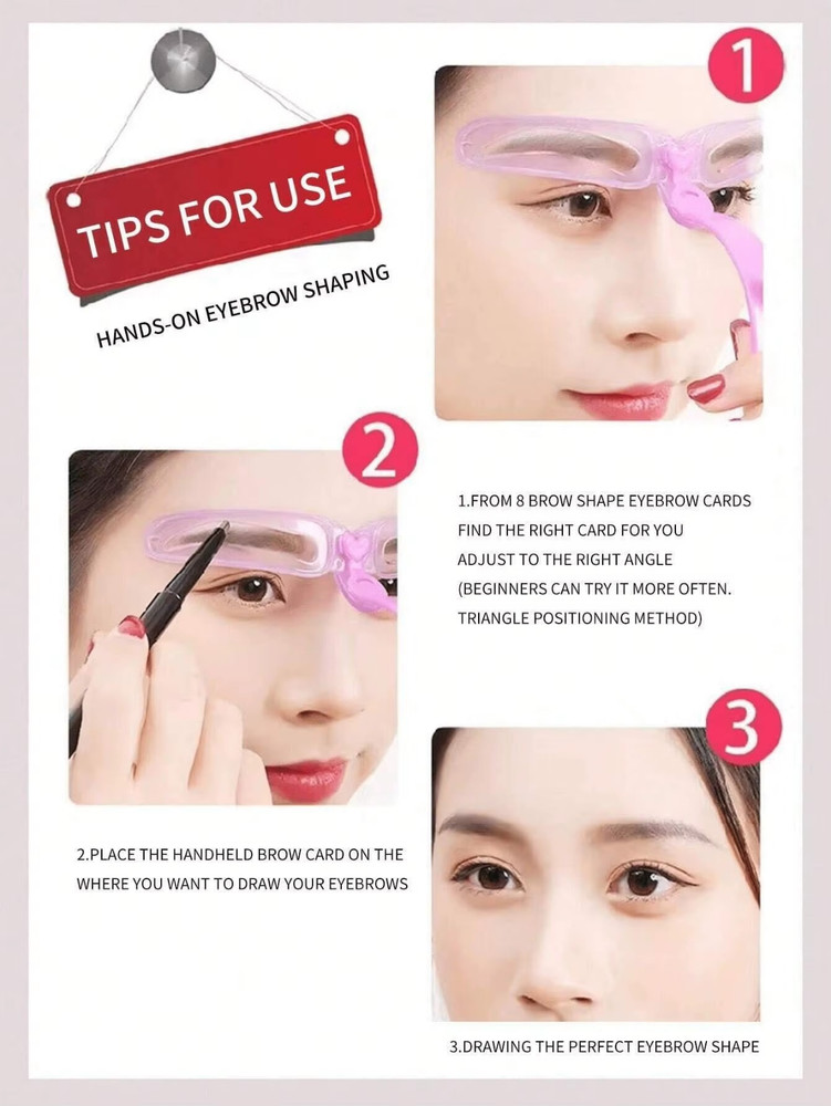 8-in-1 Eyebrow Stencil Brow Stamp Template Reusable Makeup Tools Set