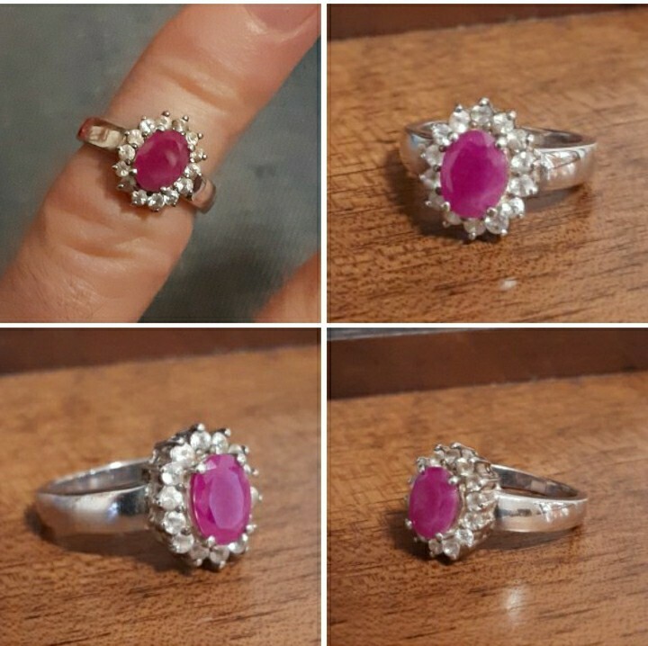 925 Women's Ruby SILVER RING SOLITAIRE SEAL