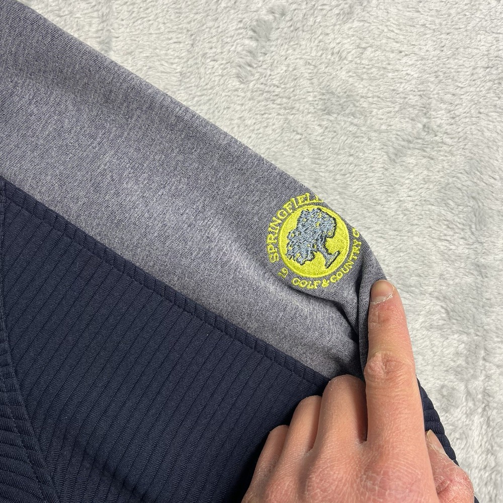 FootJoy Jacket Mens Large Blue Gray Mid-Layer Pullover 1/2-Zip Golf Course Logo