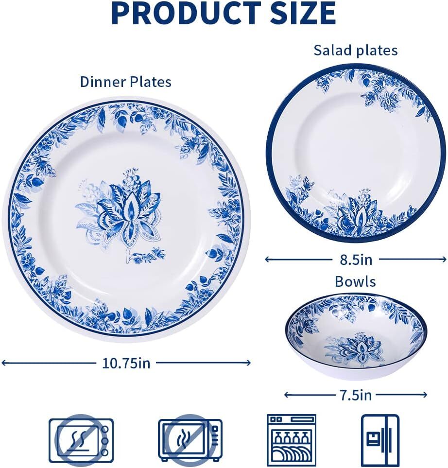 Melamine Dinnerware Sets-12pcs floral dinnerware set Traditional flower