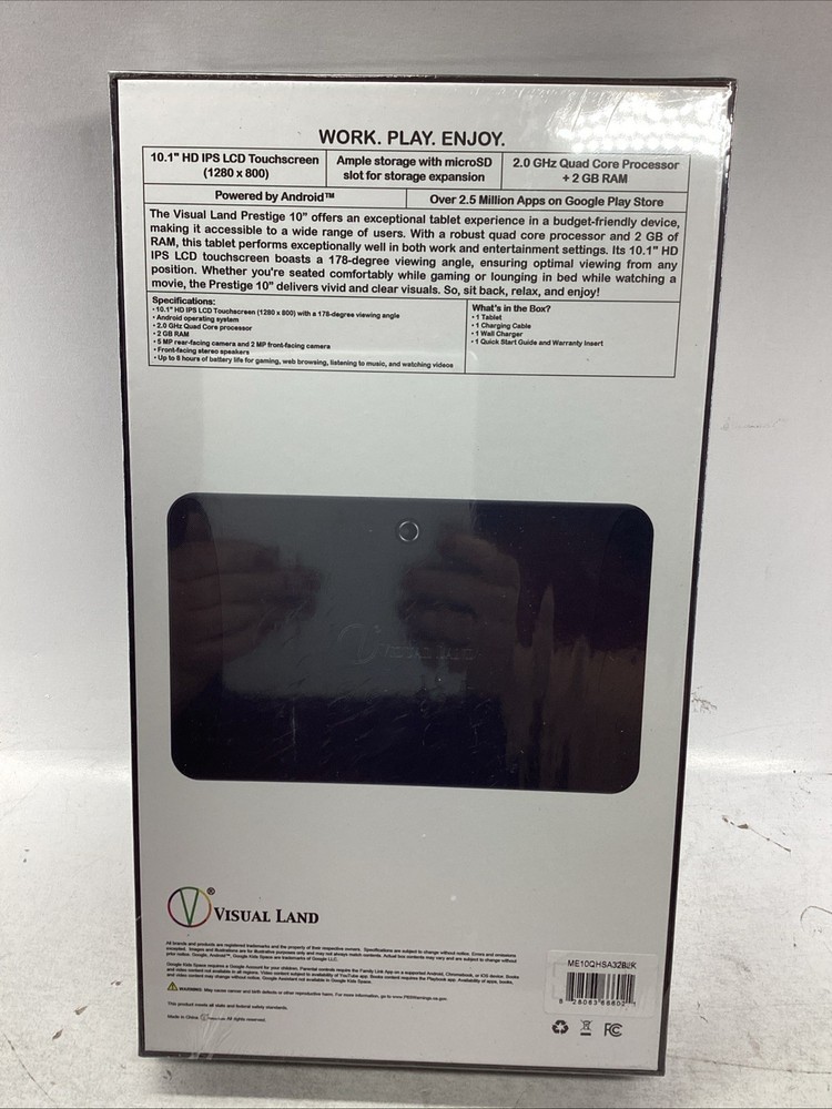 Visual Land Prestige 10" Quad Core Tablet Powered by Android