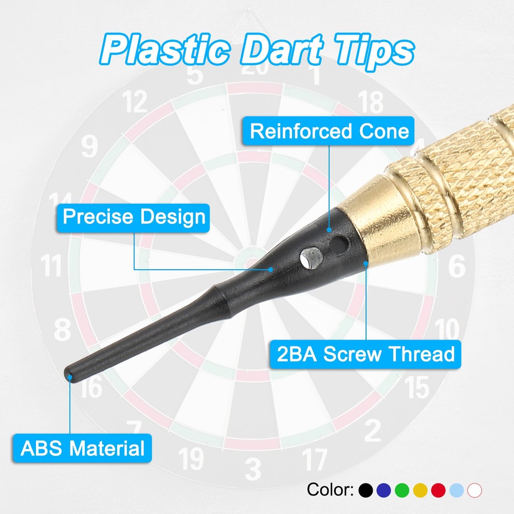 90Pcs 2BA Thread Plastic Soft Tip Dart Points Replacement Accessories, Black