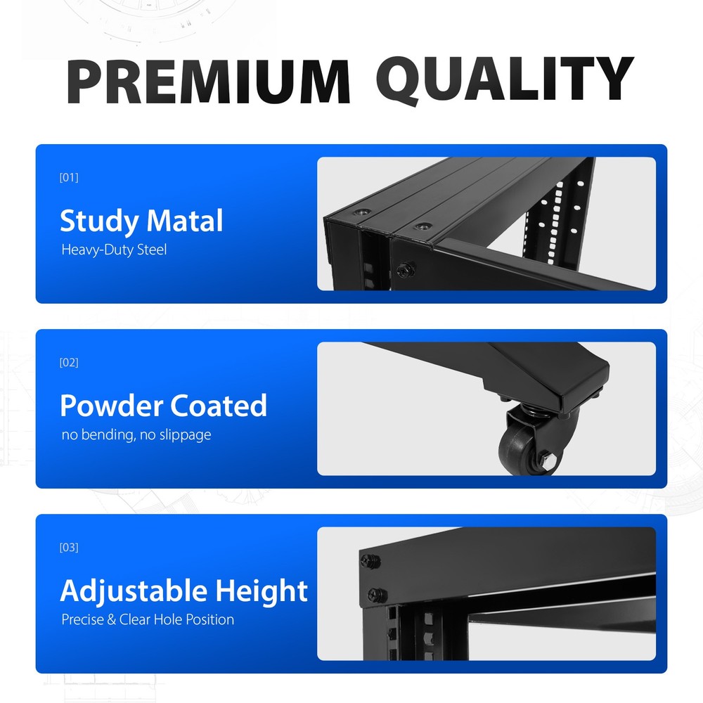27U Open Frame Server Rack Network Enclosure w/Casters 4 Post 22" Adjustable