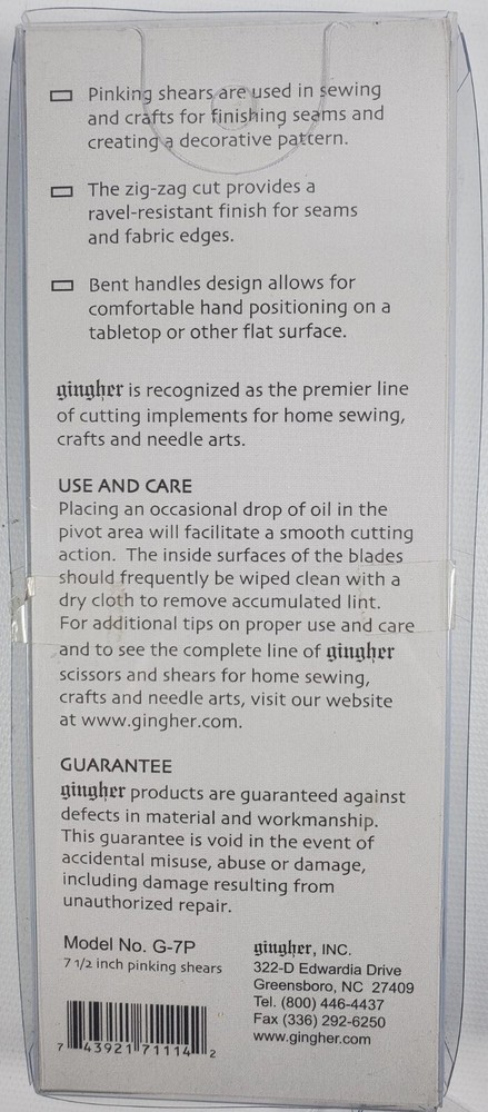 Gingher 7 1/2” Pinking Shear Scissors Italy