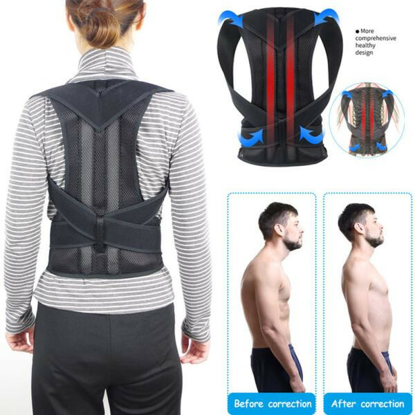 Comfortable Upper and Back Brace Adjustable Back Straightener Support for Unisex