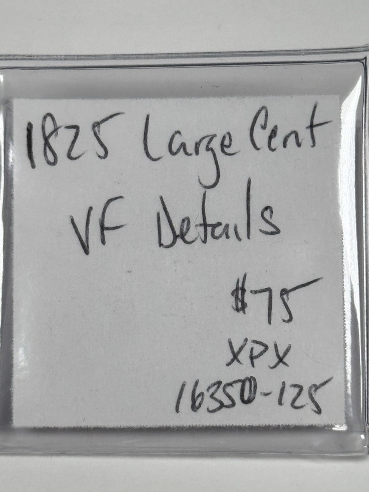 1825 CORONET HEAD LARGE CENT VF DETAILS