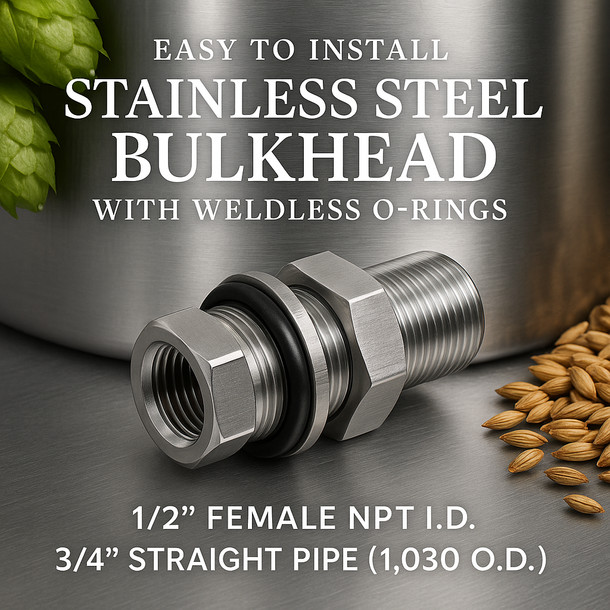 LD Carlson Stainless Steel Bulkhead with Weldless O-Rings