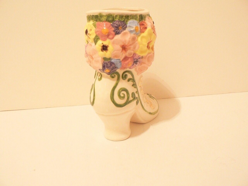 Pottery Boot Vase Hand Painted (S0