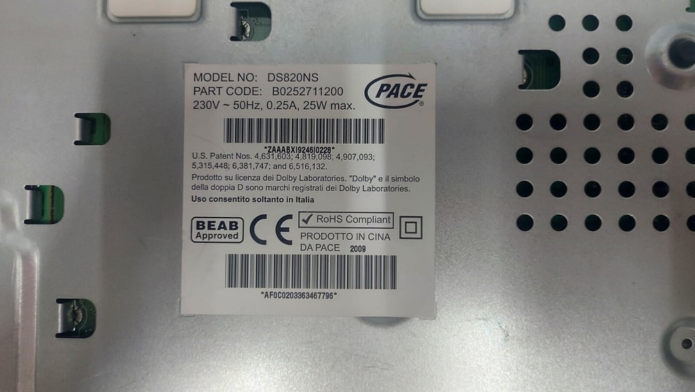 Used Sky Digital Satellite Decoder Pace DS820NS