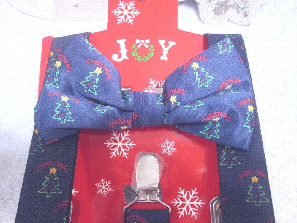 Christmas Tree Bow Tie & Suspenders New By Joy