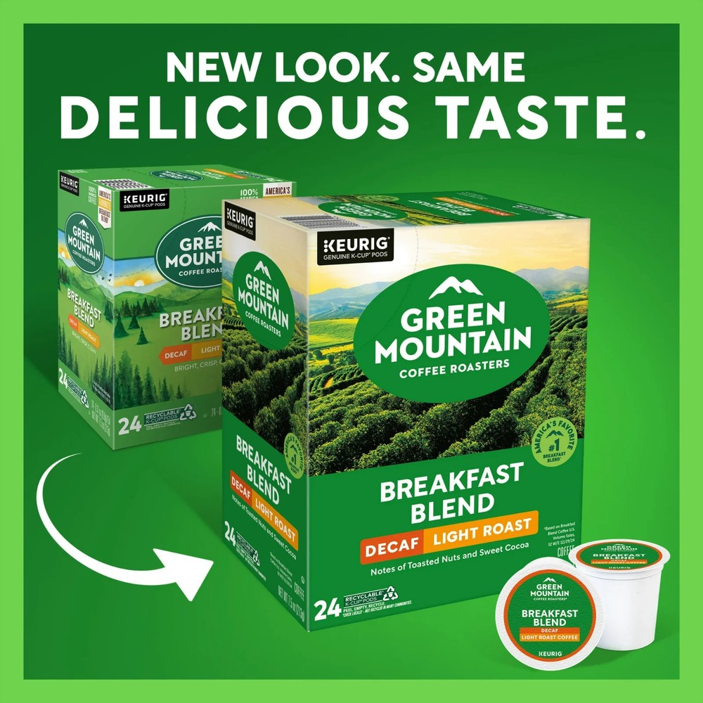 (3 pack) Green Mountain Coffee Roasters, Decaf Breakfast Blend Light Roast